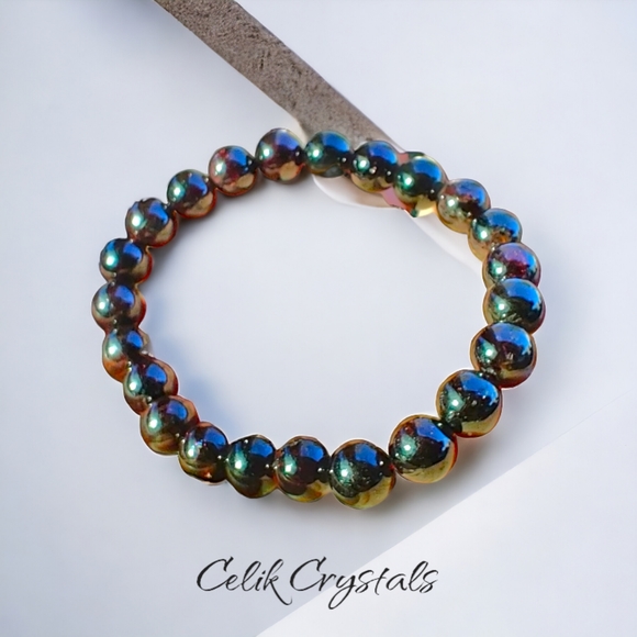 Red Garnet Bracelet Unisex Natural Stones Handmade Stretch Healing Bracelet - Picture 2 of 4